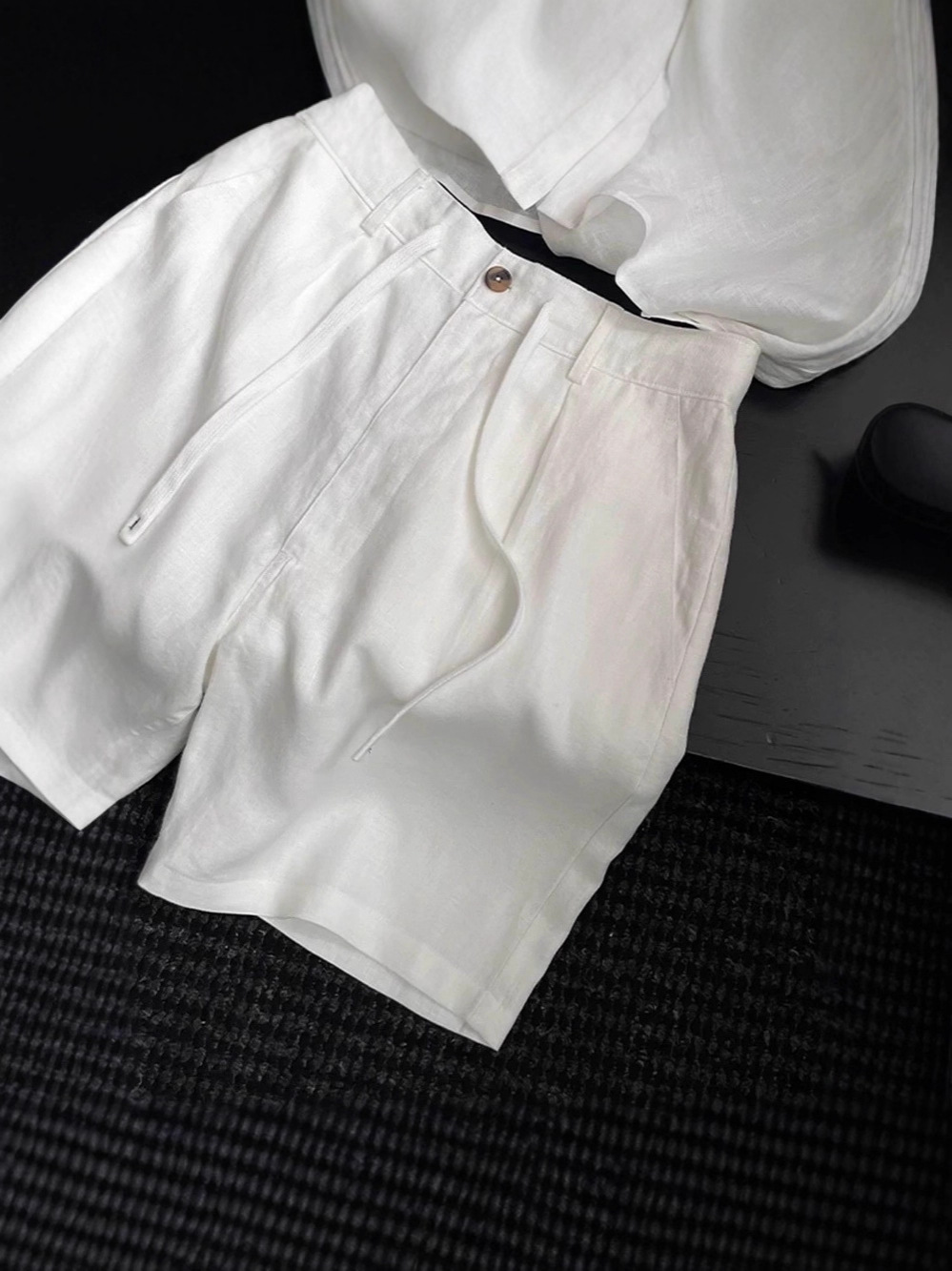 Summer New Men's Fashion Versatile Simple High-End Light Luxury Trendy Ultra-Thin Linen Color Five-Point Shorts