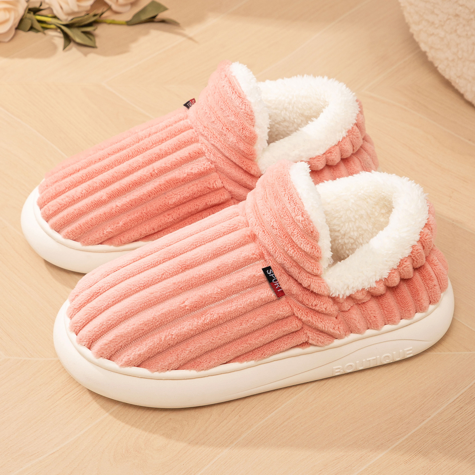 Women's Cotton Shoes Cross-Border Versatile New Cotton Slippers Fleece-Lined Thickened Snow Boots Fashionable Home Women's Boots Cold-Proof and Warm Cotton Boots