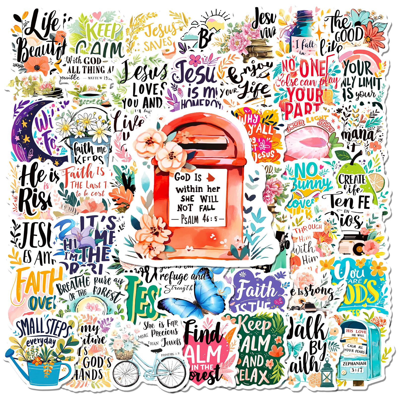 50 наклеек с граффити на тему Библии для воды, чемоданов, гитар, скутеров, водостойкие декоративные наклейки