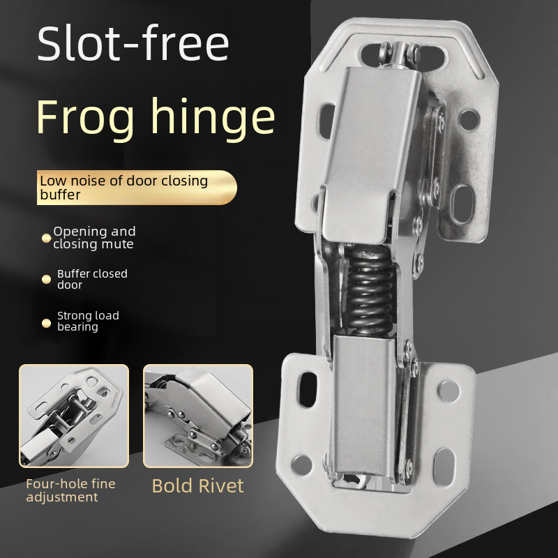Stainless steel frog hinge 3-inch 4-inch thickened Bridge buffer hinge slotted-free bullet cabinet door mahjong table hinge