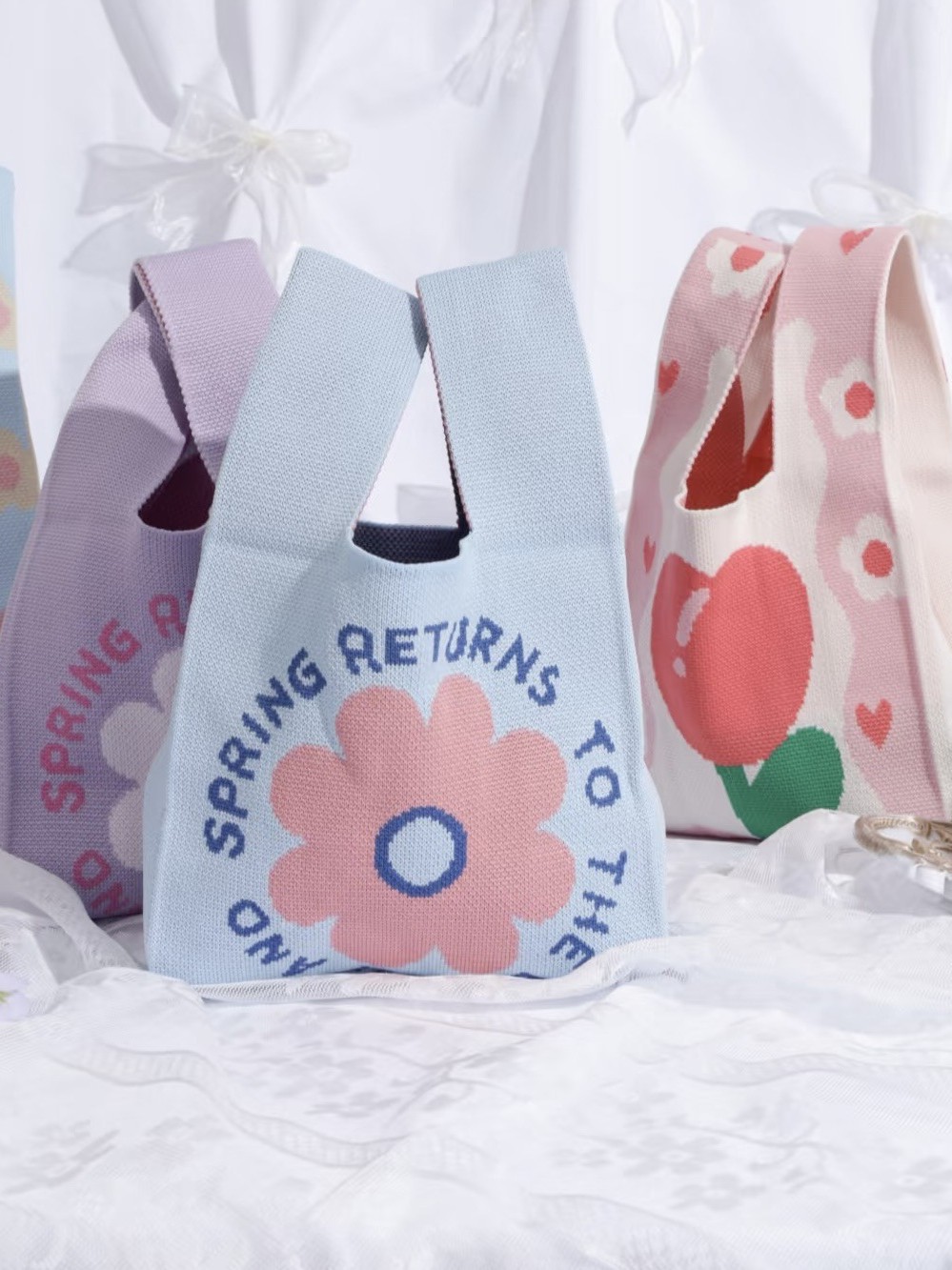 Birthday Party Lightweight Practical Needlework Snack Bag Mini Knitted Bag Wedding Candy Bag Baby's 100-Day Celebration Full Moon Banquet Handbag