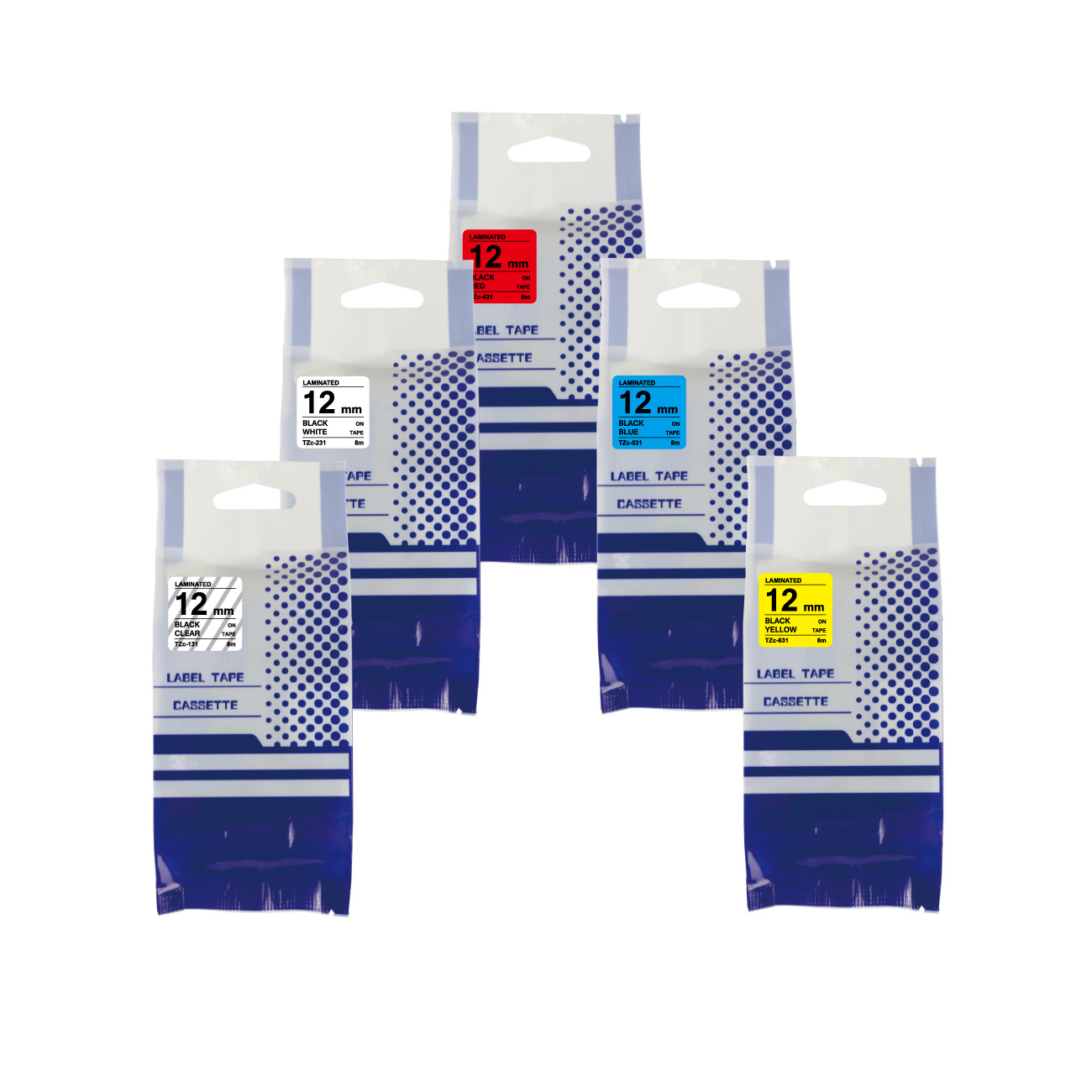 Suitable for Brother Label Machine Domestic Ribbon 12mm Standard Laminated Self-Adhesive Label Printing Paper Compatible with Tzc231