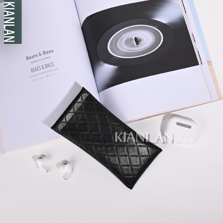 【Cross-Border E-Commerce Hot Item】Diamond-Shaped Checkered Glasses Pouch with Elastic Opening, Sunglasses Case, Outdoor Glasses Storage Bag, Customizable with Printing