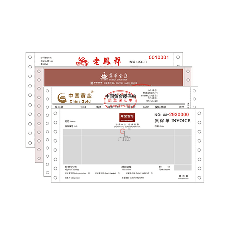 Customized Chinese Gold Warranty Bill Chow Tai Fook Gold Chow Tai Fook Lao Fengxiang Chow Tai Fook Jewelry Warranty Bill