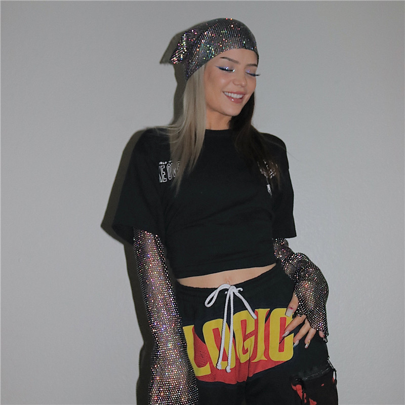 European and American New Night Shop Party Fashion Rhinestone Triangle Scarf Hip Hop Punk Style Hair Band Women Amazon Cross Border