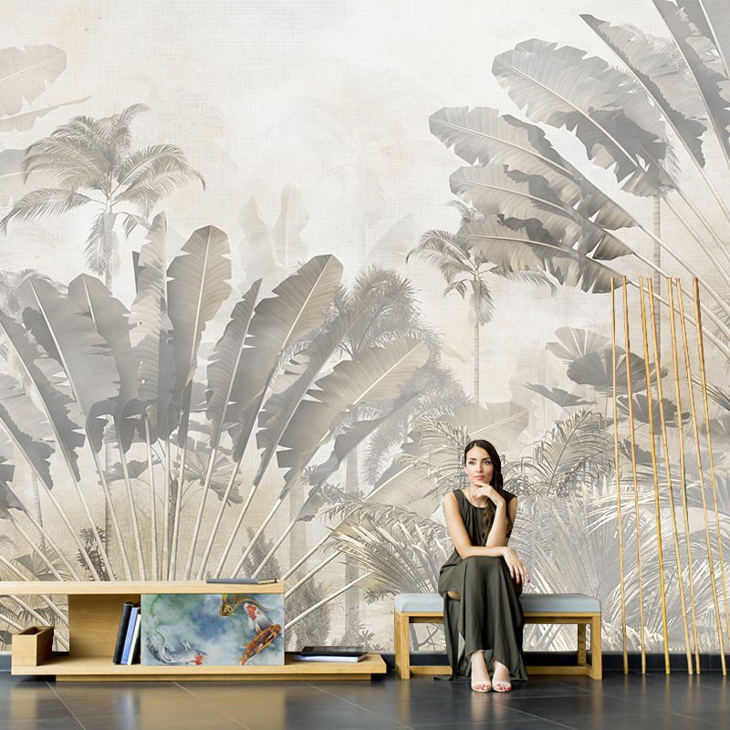Французские обои с листьями, ретро обои, тропический дождевой лес, антикварный стиль, фон для отелей и ресторанов