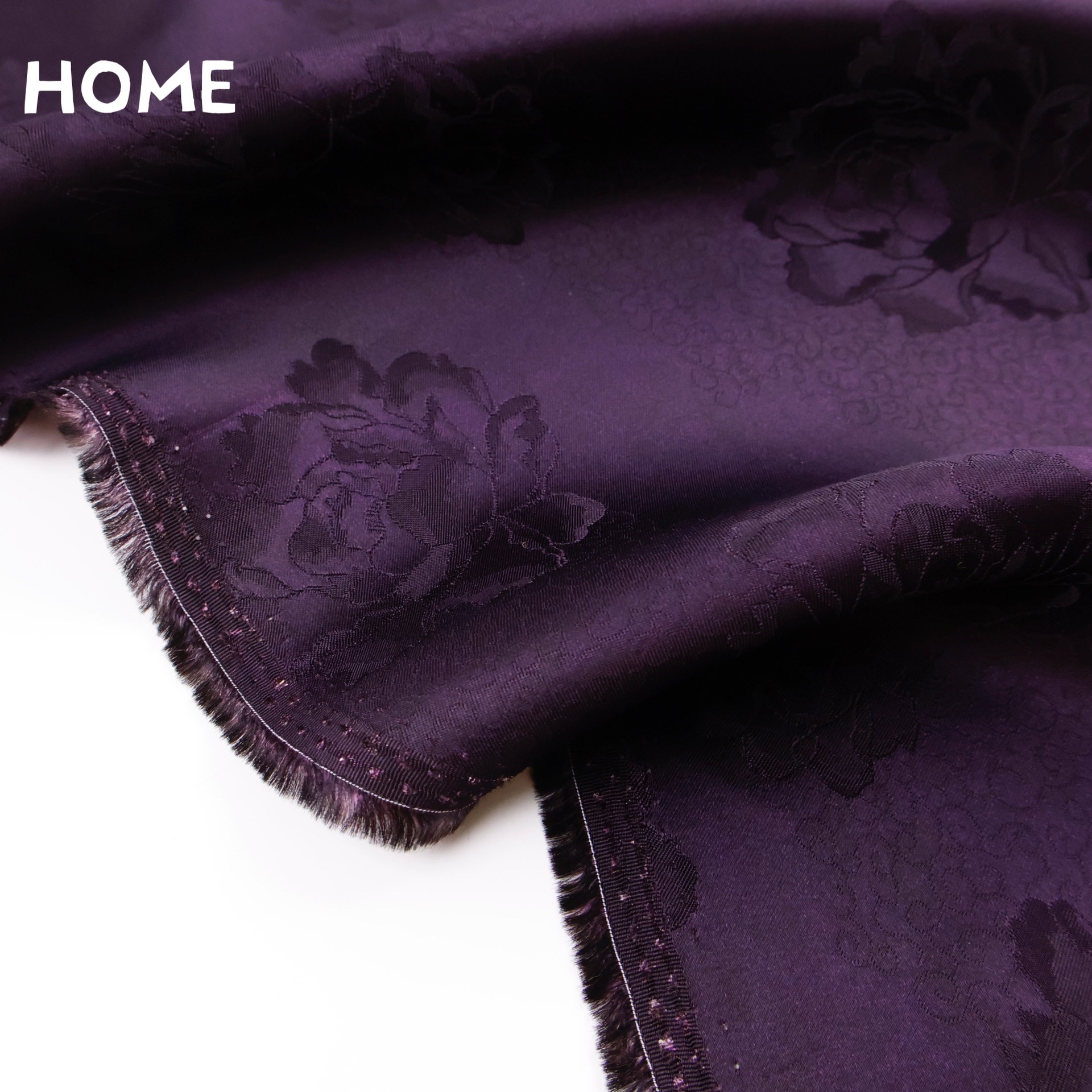 Glossy and Drapedy Chinese Style Dark Purple Rayon Silk Mulberry Silk over Yam Jacquard Fragrant Cloud Gauze Cheongsam Fabric