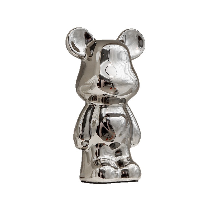 Internet Celebrity 18cm Heart Bear Ornaments Ceramic Electroplating Entrance Tv Cabinet Wine Cabinet Living Room Desktop New Home Decoration Gifts