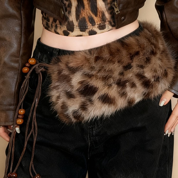 Modern Era~Catwalk Style Fur Belt Decoration Sexy Stylish Wear Waist Scarf Accessories Y2K Subculture Fur Collar
