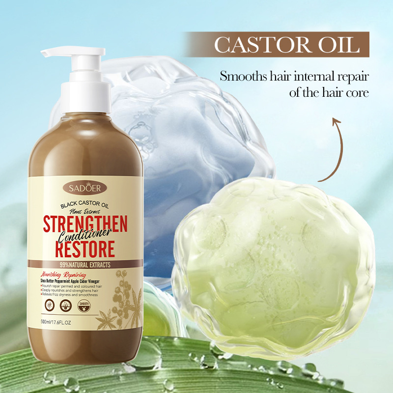 All English black castor oil conditioner SADOER nourishing repair improve frizz hair conditioner cross-border foreign trade wholesale