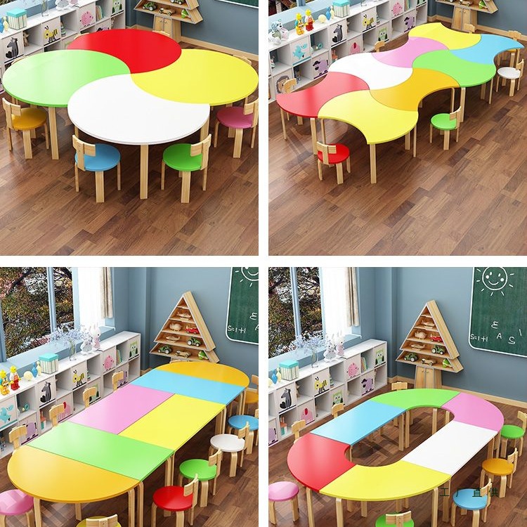 Комплект стол и стул для детского сада, стол для обучения, мебель из массива дерева