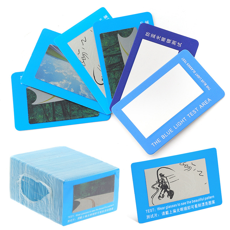 Fishing Pattern Polarized Test Card Chinese and English Anti-Blue Light Test Card Car Test Sheet Uv Test Card