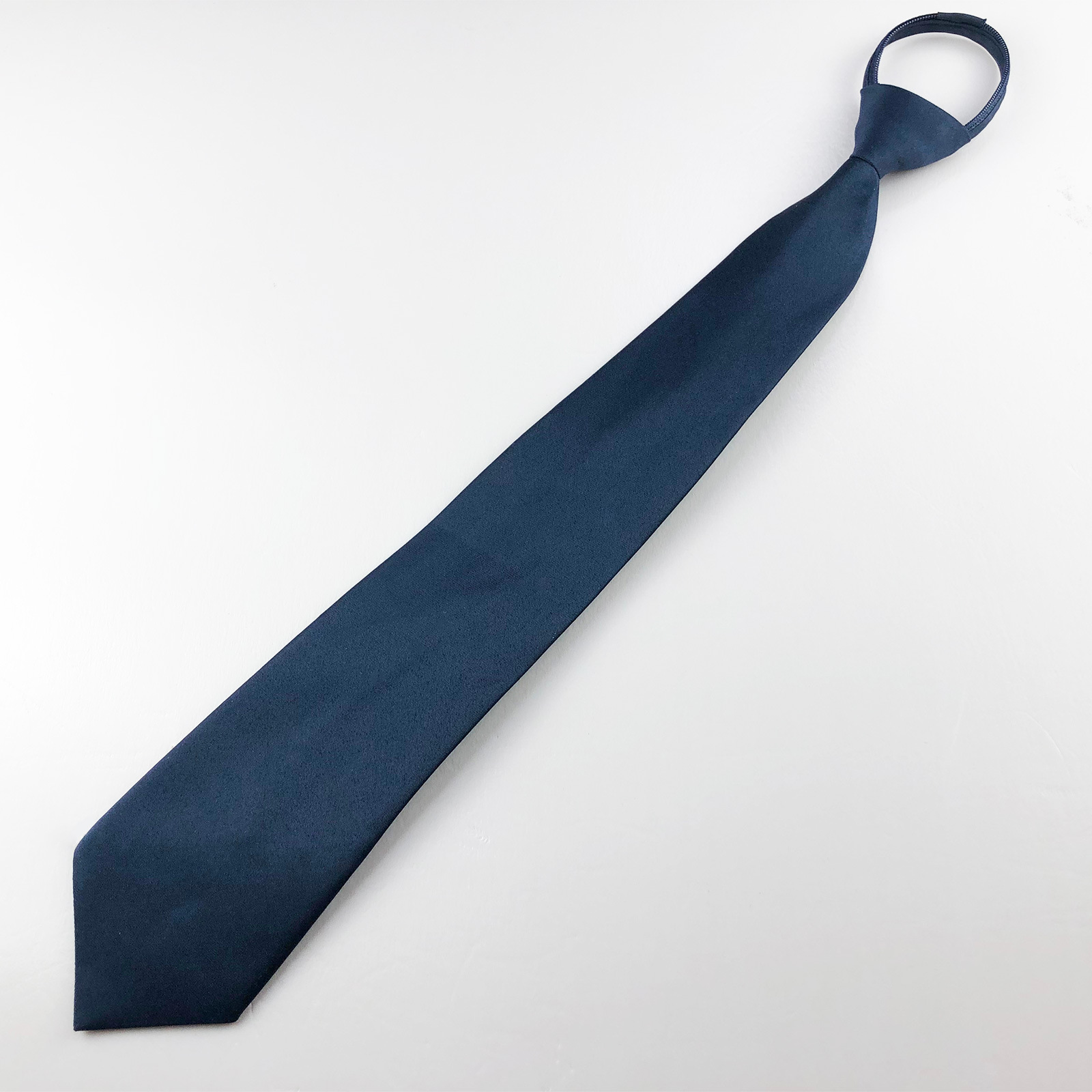 Men's Pure Color Zipper Tie 44cm Easy-Pull Lazy Workwear Convenient Formal Business K-Style Polyester