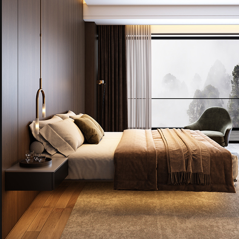 Bed Customization Rental Apartment Small Apartment Single Bed Master Bedroom Double Bed Without Bedside Suspended Bed Modern Simple Bed Frame