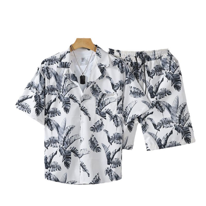 Summer Island Clothing Sanya Hawaiian Shorts Summer Shirt Beach Short-sleeved suit Fashionable Couples Travel Family Clothing