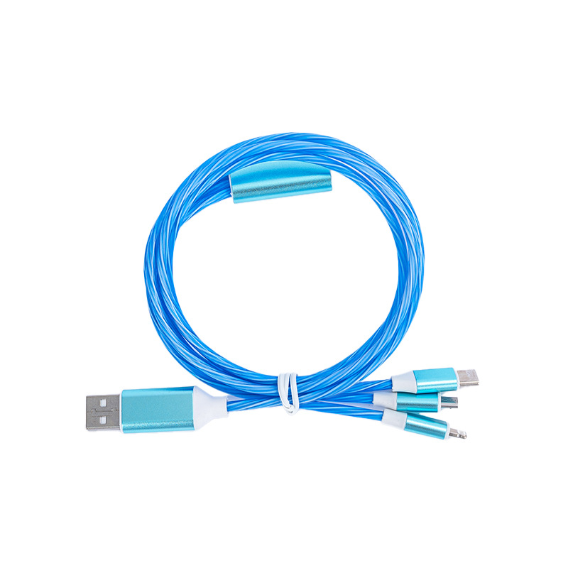 Cross-Border Data Cable Pure Copper Streamer 120W Charging Power Mobile Phone Computer Tablet One to Three Streamer Charging Cable