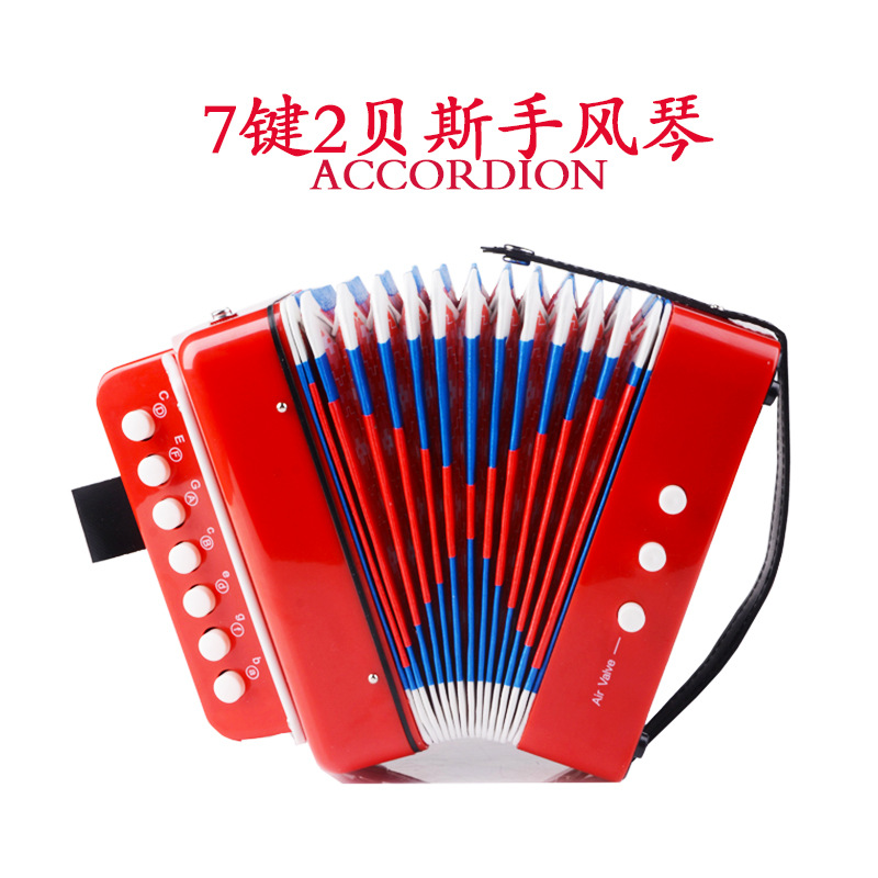Мини аккордеон на 7 клавиш и 2 баса для детей, начальный образовательный инструмент, рождественский подарок