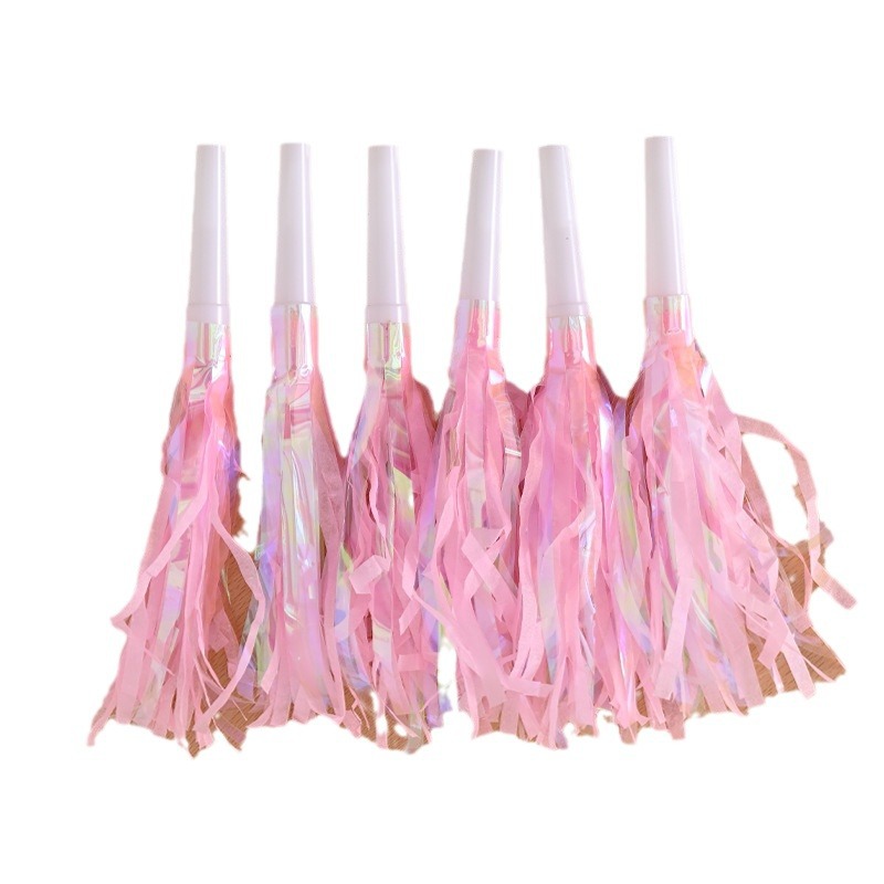 Color Fantasy Film Paper Dragon Blowing Birthday Party Wedding Christmas Party Dragon Blowing Toy Whistle Cheer 6 pcs/Pack