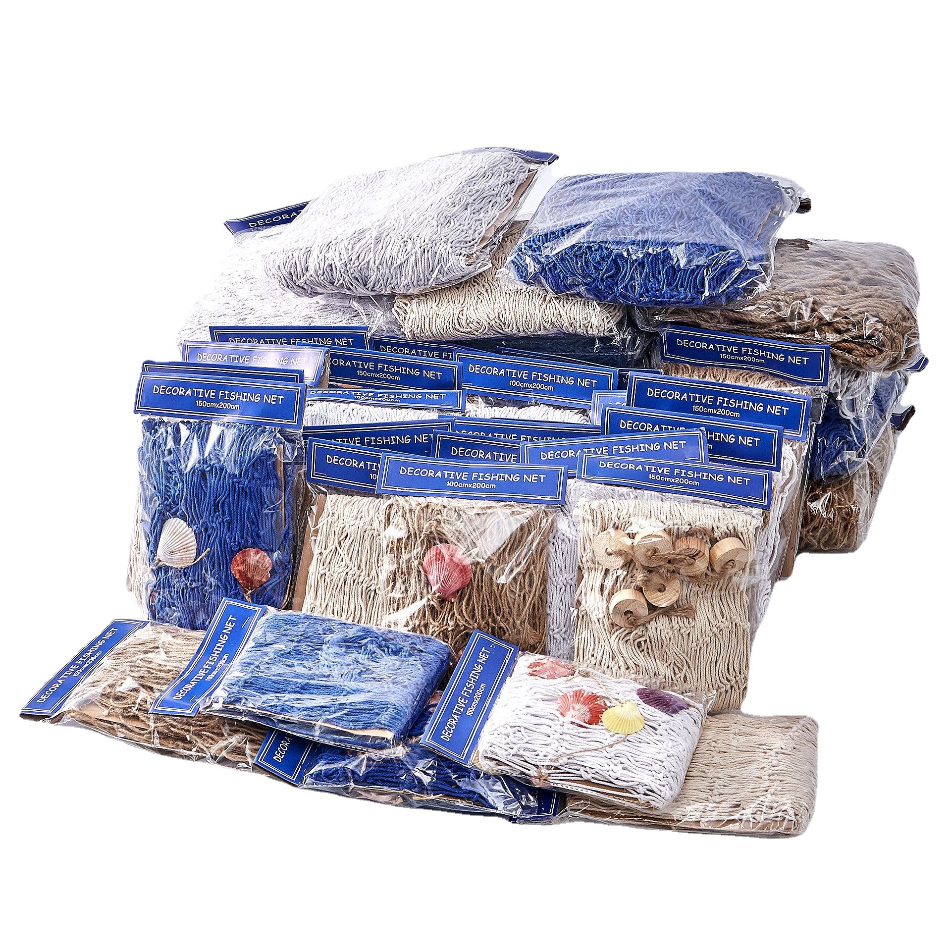 Mediterranean decorative fishing net thick line cotton and hemp rope shell net kindergarten background wall creative photo decorative hanging net