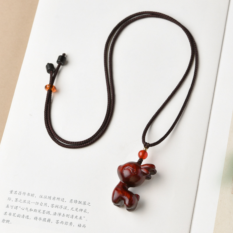 Safe Journey Car Keychain Car Pendant Pendant Rosewood Cute Deer Mobile Phone Chain Men's and Women's Necklace