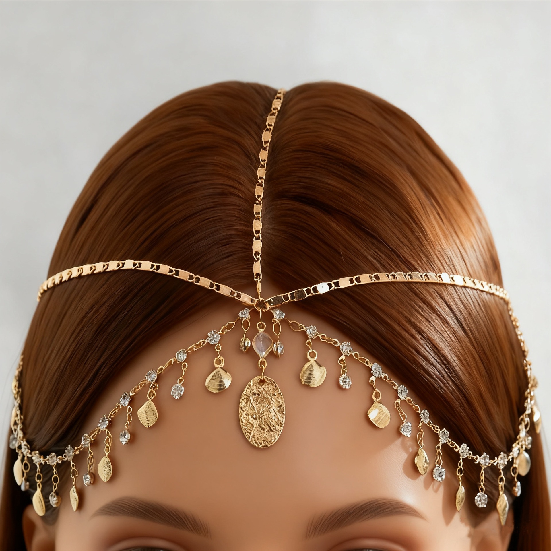 Европейская и американская экзотическая многоуровневая цепочка для волос с алмазными раковинами, геометрическая цепочка, повязка на лоб