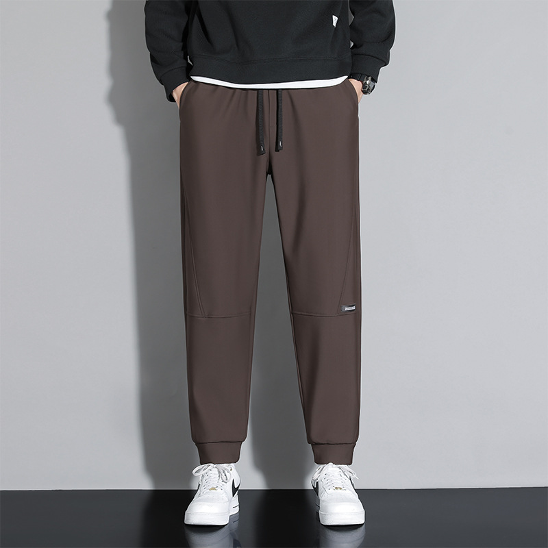 2025 New Plus Size Plus Size Men's Nylon Fabric High Elastic Sports Casual Pants Spring and Autum High Elastic Large Size