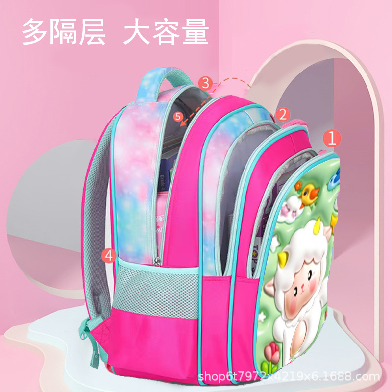 Factory wholesale cartoon children's expansion bright leather student schoolbag trolley three-piece shoulder student schoolbag