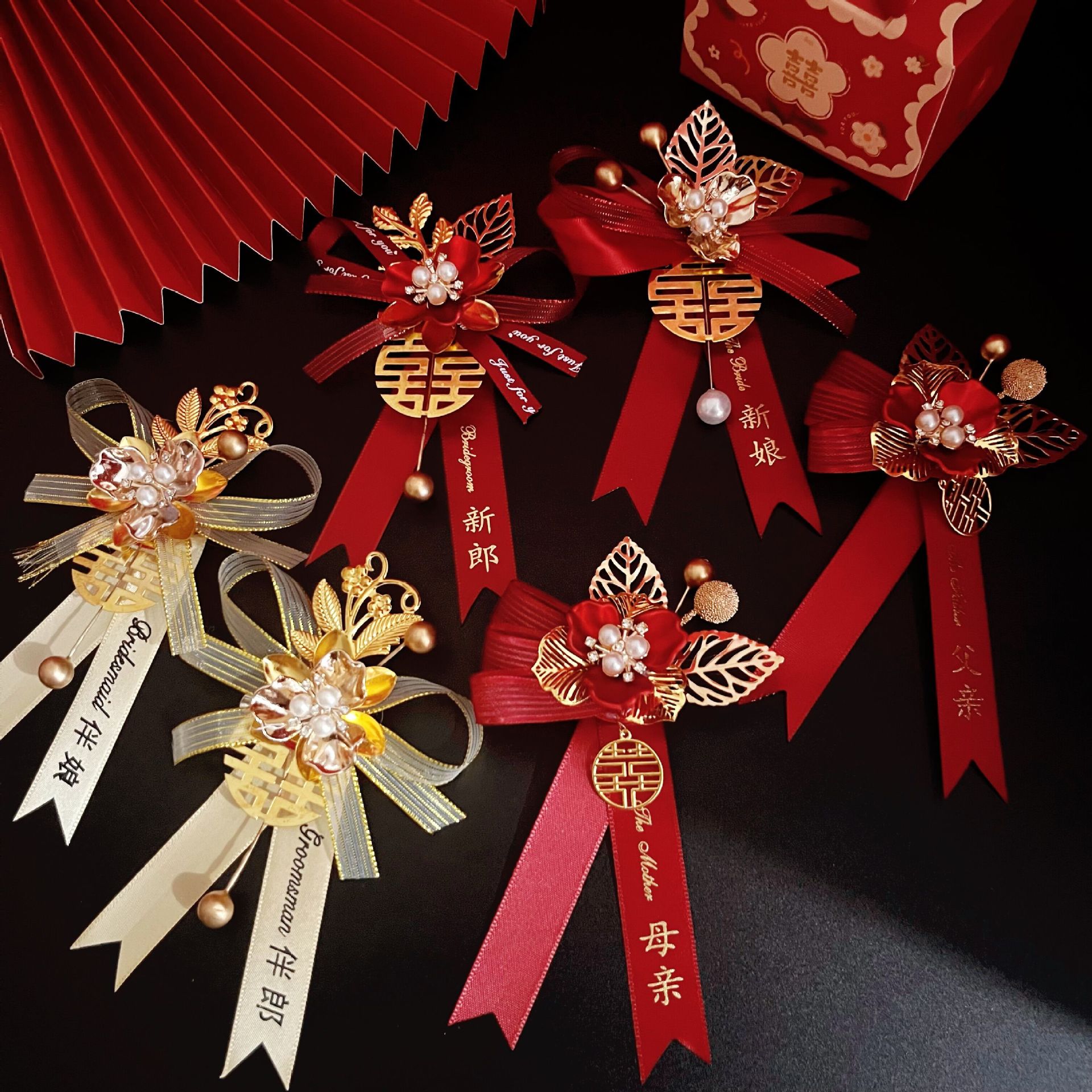 Гостиничная свадебная бутоньерка, цветок для рук, невеста, жених, свадебные цветы, счастливое слово, полный набор, отец, мать, оптовая продажа