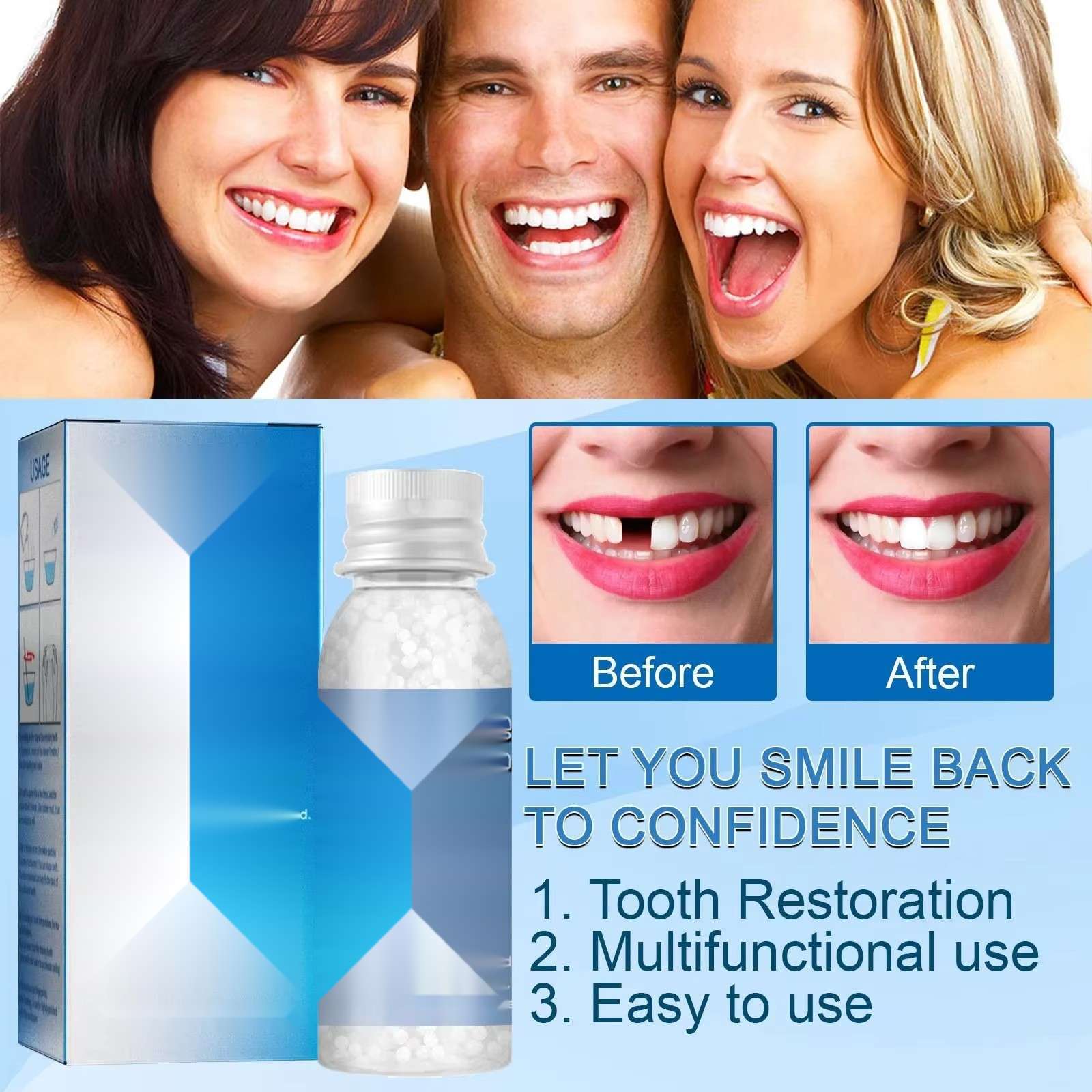 Cross-Border Denture Solid Dental Glue Makeup Denture Modification Temporary Tooth Filling Dental Glue Fake Broken Tooth Gap Filling Tooth Hole Filling