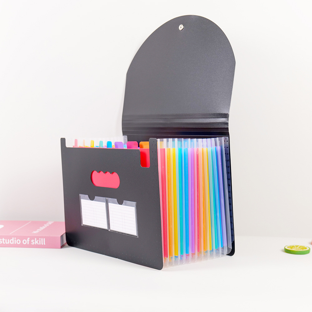 a4 three-side sealed lanyard organ bag 25 grid three-side sealed flip folder New Office file storage bag wholesale