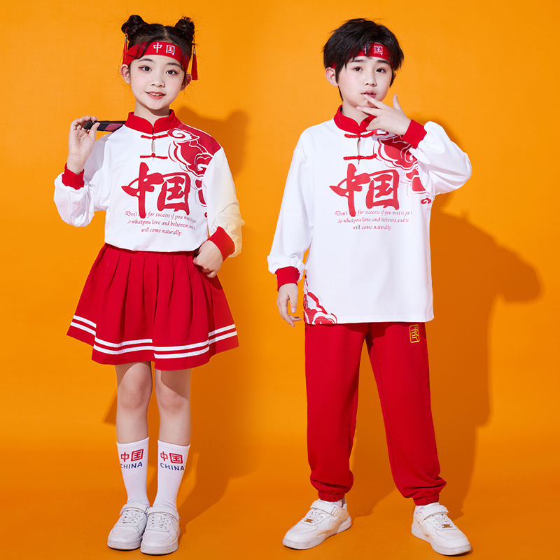 Костюм для хора красных песен на Национальный день, костюм для команды чирлидеров, костюм для игр начальной школы, костюм для детского сада