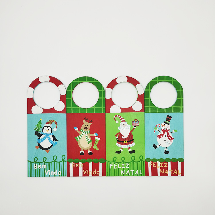 Christmas Cartoon Cross-border Christmas Tag Wooden Tag Decorative Pendant Printing Keychain Cute