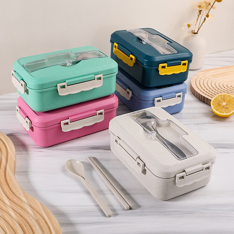 Cross-border Wheat Straw Lunch Box Japanese-style Split Insulation Box for Students and Office workers Outdoor Sealed Lunch Box Lunch Box Lunch Box