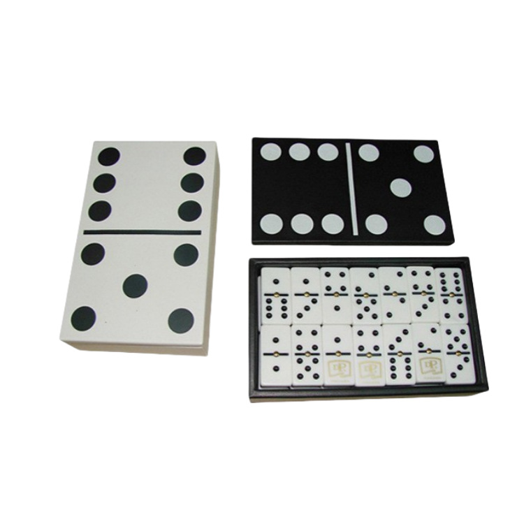 Black High-End Domino Set Acrylic Domino Toy Pu Leather Box