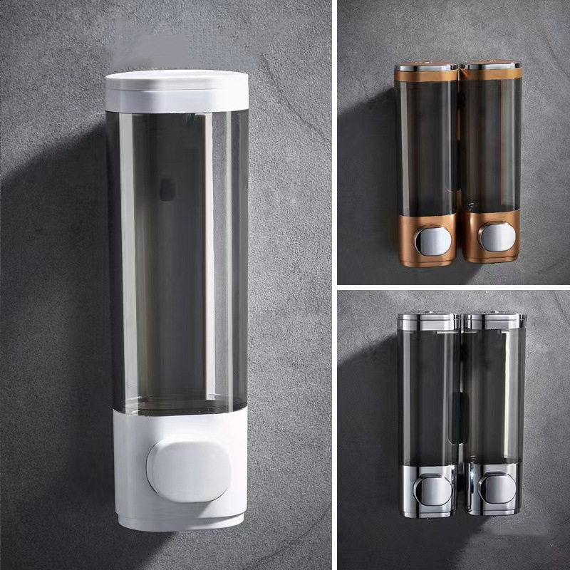 Wall-mounted Three-head Soap Dispenser Household Hotel Soap Box Hole-free Manual Pressing Shower Gel Box Hand Sanitizer Bottle