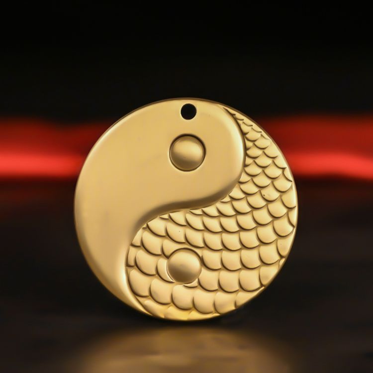 Pure Copper Taoist Tai Chi Bagua Protective Keychain Pendant Necklace Round Plate Zifu Tai Chi Diagram Yu Jie Er