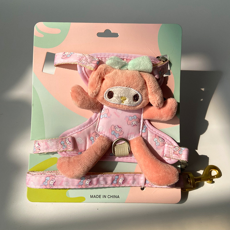 Pet Chest Strap Traction Rope Adjustable Plush Cartoon Doll Small Dog Dog Pull Rope Vest Dog Walking Rope