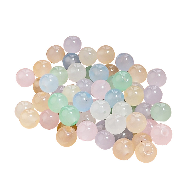 6mm glass jelly solid color beads imitation jade round beads glass loose beads diy handmade bracelet beaded clothing accessories