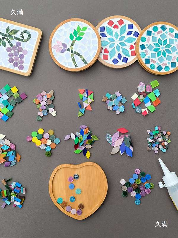 Round Acrylic Mosaic Colorful Small Round Glass Handmade DIY Material Mica Art Colorful Glass