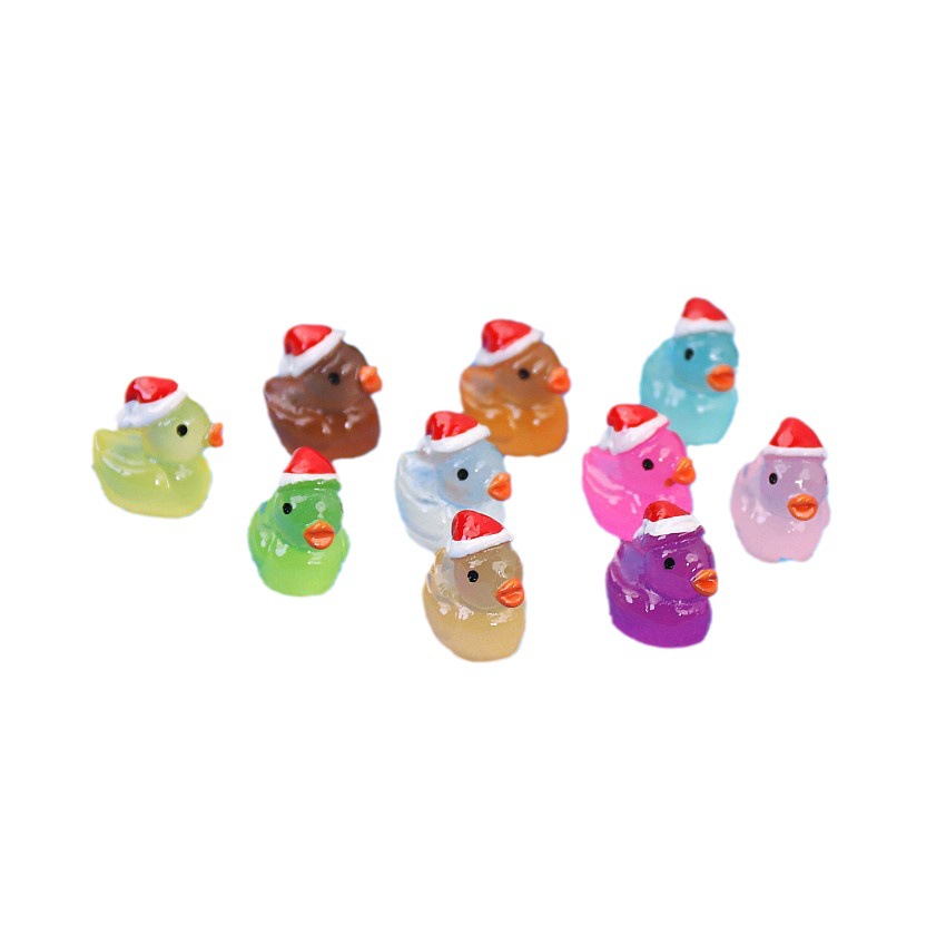Colorful cartoon Three-dimensional luminous Christmas duck micro landscape succulent moss plant decoration handmade DIY jewelry