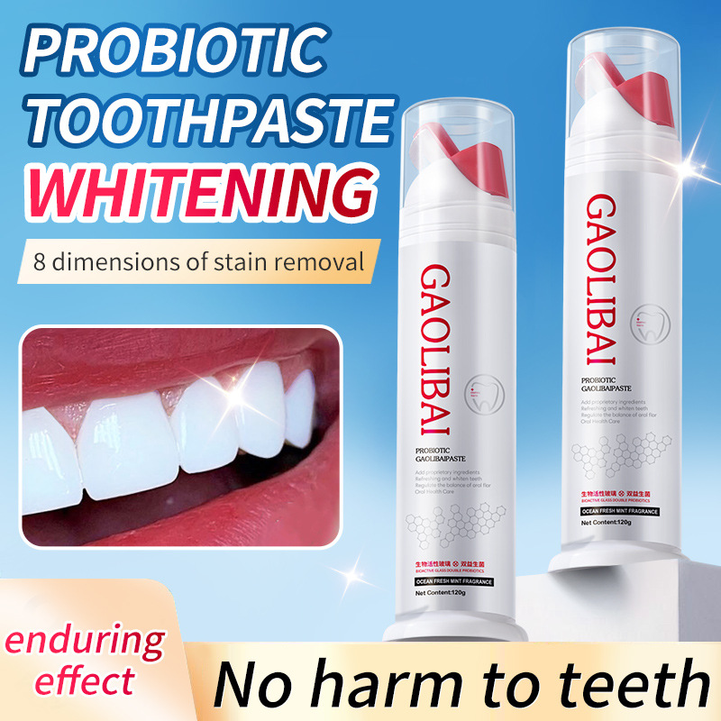Gao Li Bai Double Whitening Probiotic Toothpaste Seaweed Active Peptide Smoke Stain-removing Balance Bacteria Fresh Breath 120g