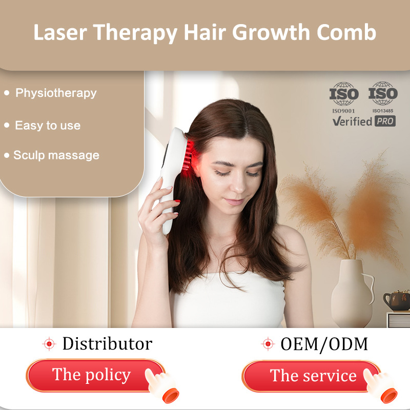 Электрическая расческа для роста волос 2025, против выпадения волос, массаж головы, физиотерапия, ионная вибрация, красный свет