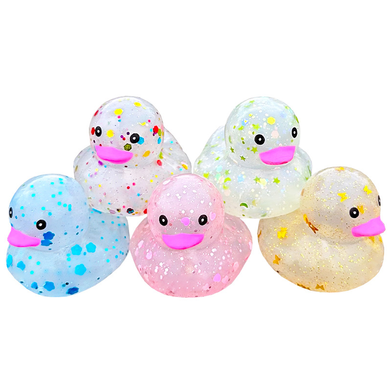 No.8 Duck Toy Hand Lemon Tea Milk Tea Yellow Duck Color Star Duck Transparent Sequin Duck Cross-border Wholesale