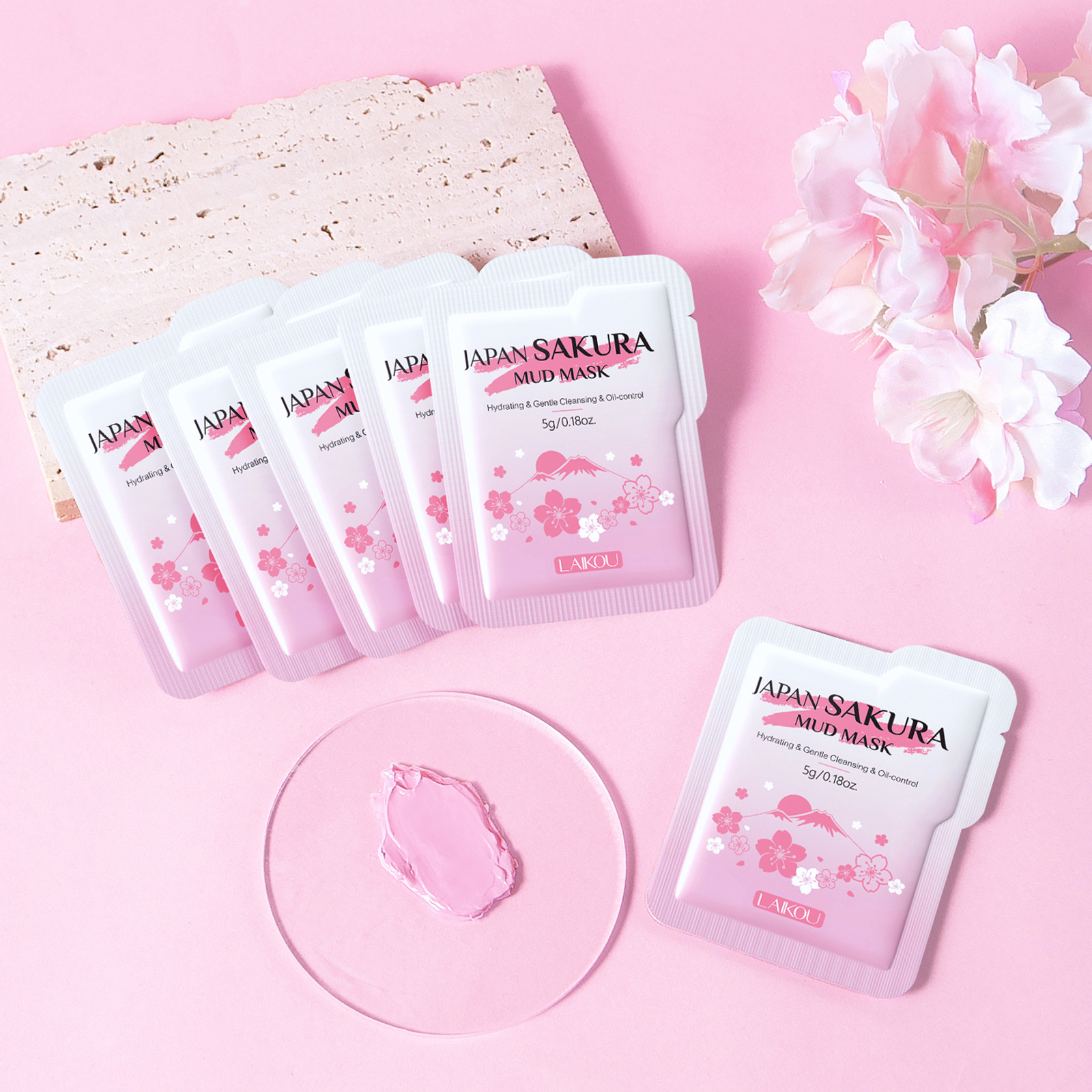 Новый продукт Laiko Sakura маска для лица в листах 5г очищает поры, увлажняет и питает