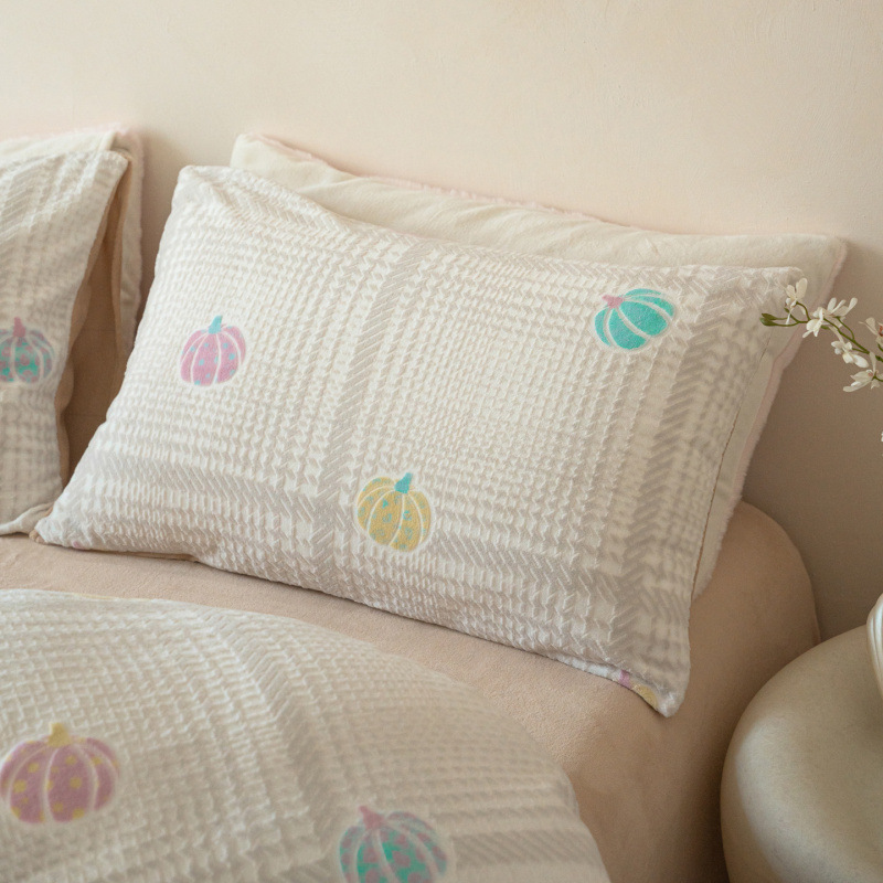 2025 New Carved Milk Velvet Four-Piece Set-Pumpkin Party