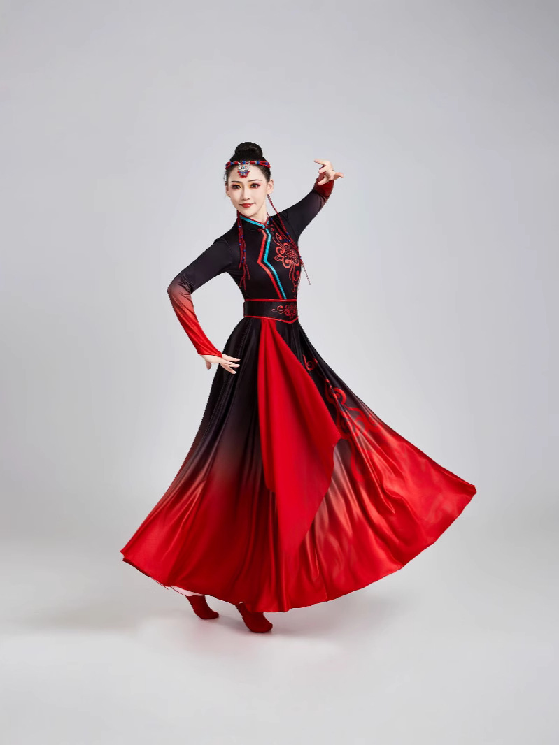 New Mongolian Dance Costume Performance Clothing for Women Modern Ethnic Style Inner Mongolia Grassland Dance Costume Summer Long Style
