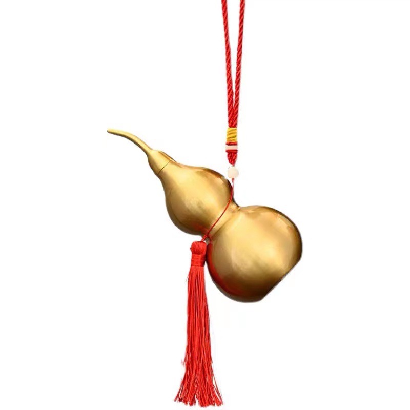 Copper gourd decoration large hollow open large gourd five Emperor money decoration copper gossip gourd crafts pendant