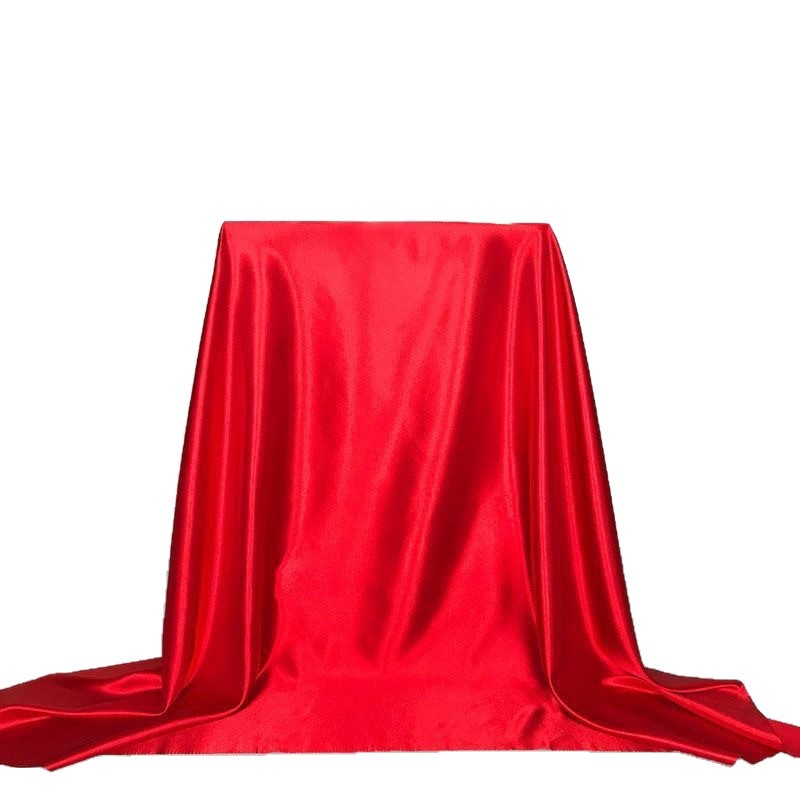 Wholesale Eight-Piece Satin Fabric Red and Yellow Silks and Satins Buddhist Hall Wedding Celebration Unveiling Hydrangea Wine Box Lining Silk Ribbon-Cutting Dance