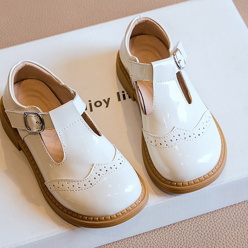 Girls' Small Leather Shoes Spring & Fall New Flats British Style Genuine Leather Black Leather Shoes Baby Girls Soft Sole Princess Shoes