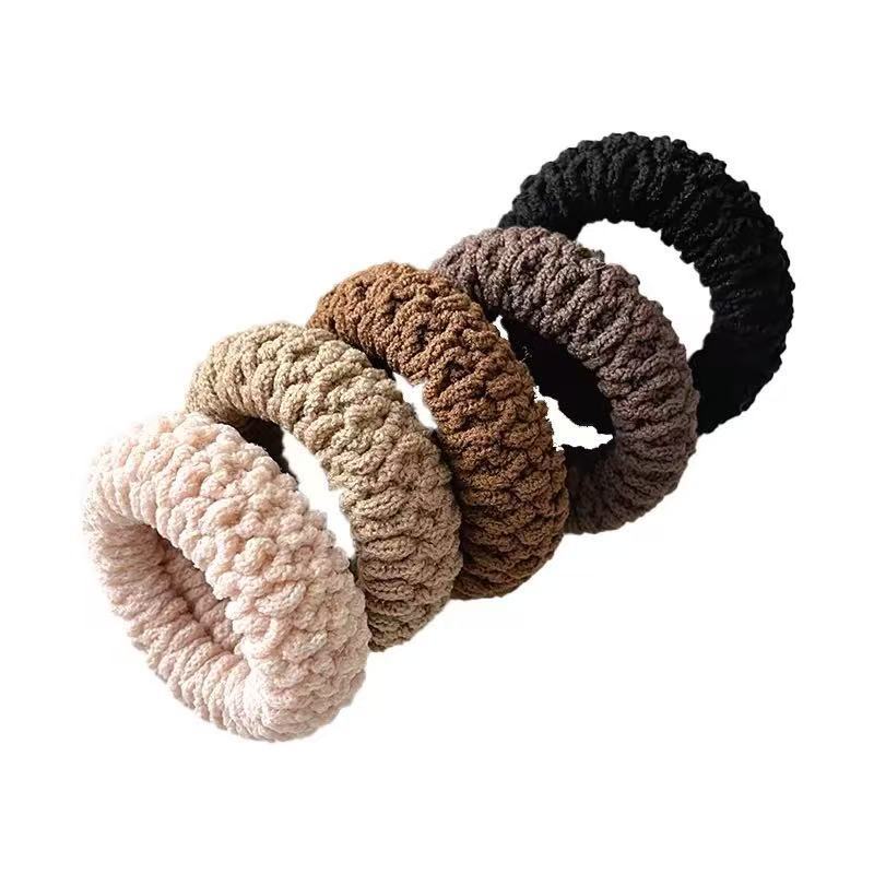 Thickened Thick High Elastic Headline Towel Ring Popcorn Colorful Seamless Hair Ring Pine Tail Headline Hair Rope Hair Accessories